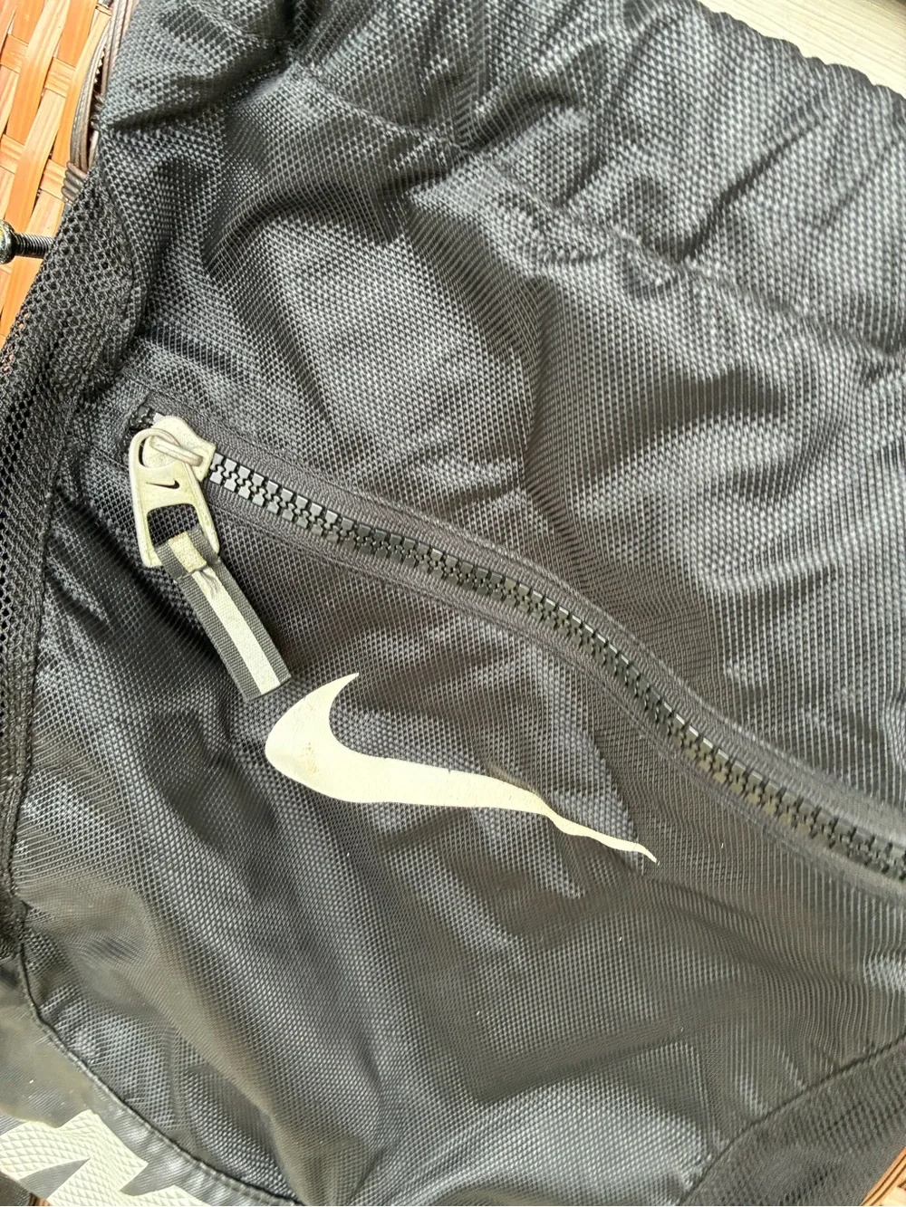 Vtg Y2K Nike Black Drawstring Backpack with White Logos